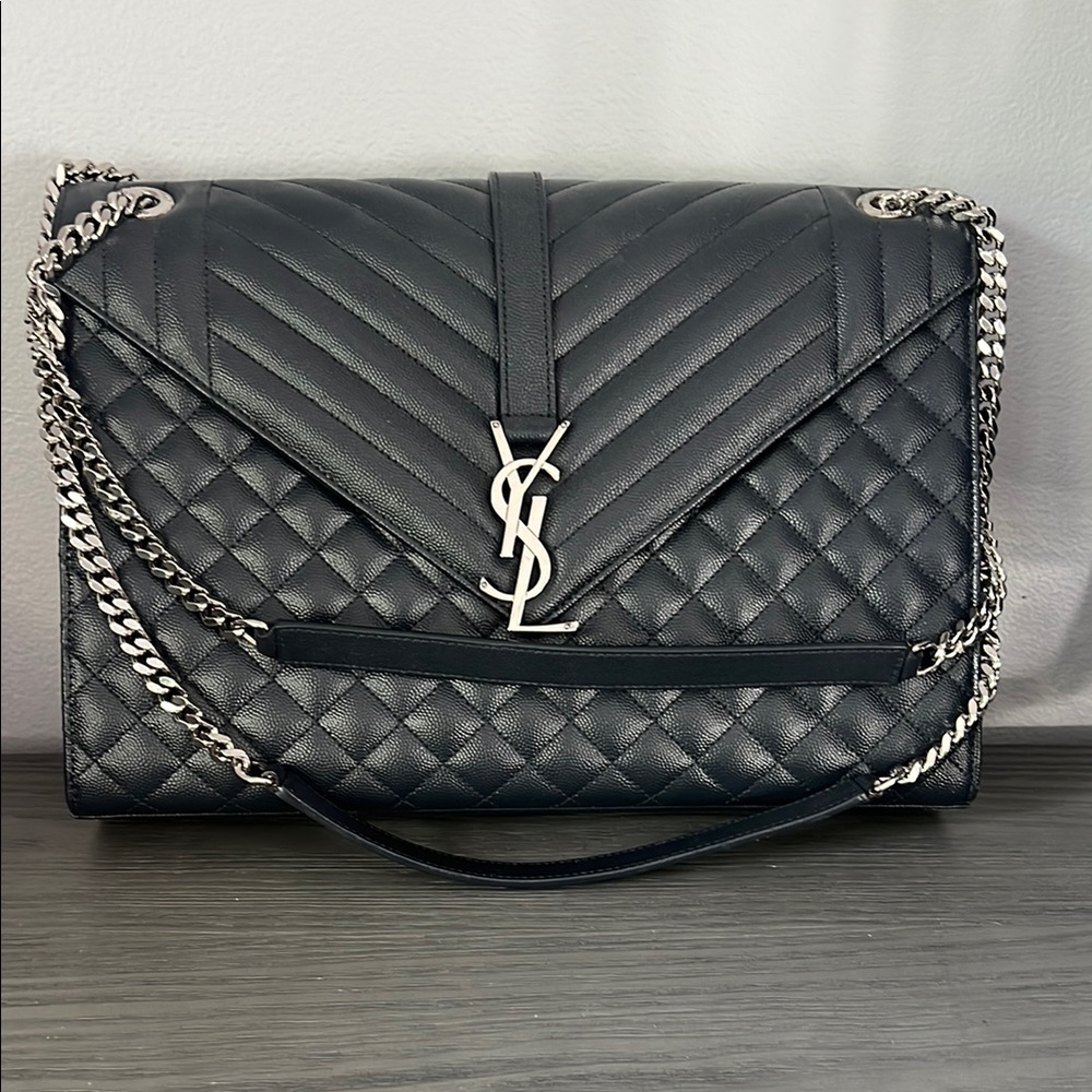 Ysl Envelope Triquilt Large YSL Shoulder Bag in Grained Leather mixed leather